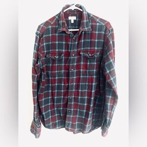 Sonoma Button Down Flannel Shirt - Preloved - Deep Plum, Muted Electric Blue